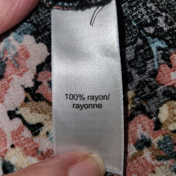 Maurices Black Floral Kimono Colorful Black One Size Shoulder Smocking Bohemiem - Picture 8 of 12